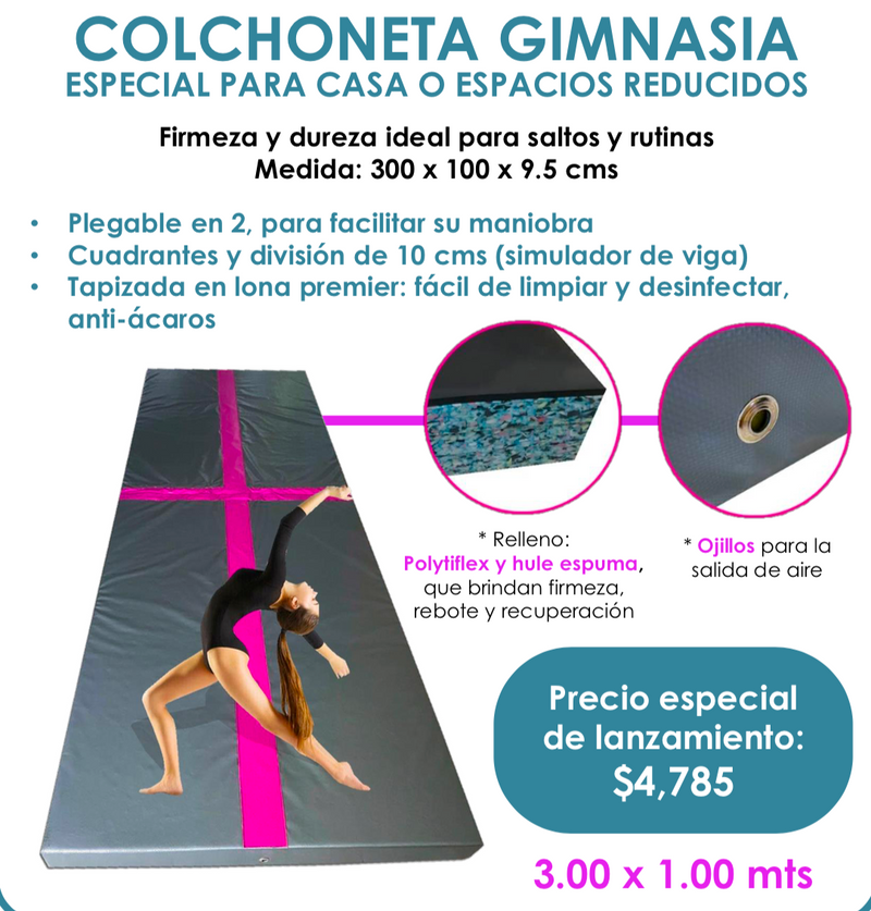 Colchoneta Gimnasia Infantil con Simulación de Viga 3 x 1 mts